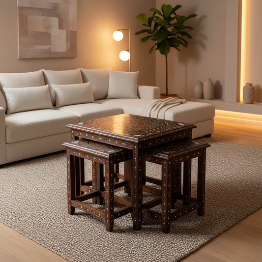 4-Piece Nesting Table Set | Modern Wooden Side Tables for Living Room & Bedroom