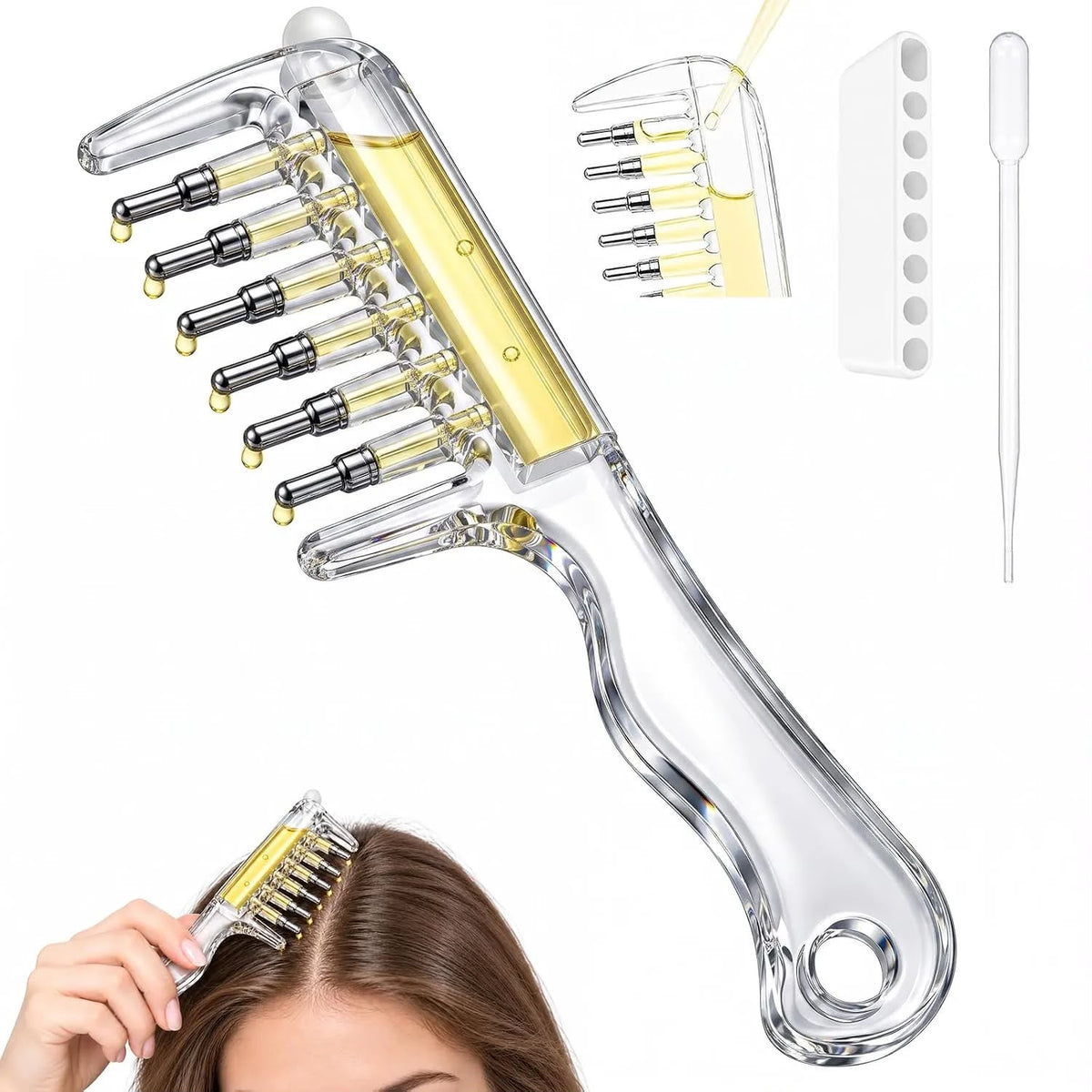 Transparent Hair Oil Comb Applicator