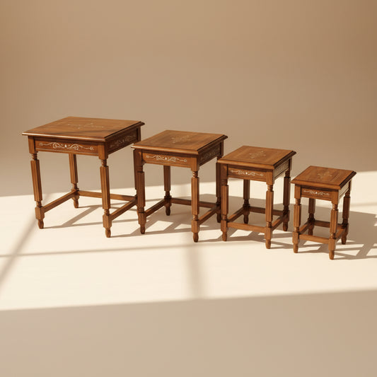4-Piece Nesting Table Set | Modern Wooden Side Tables for Living Room & Bedroom