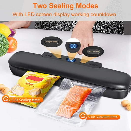Digital Vacuum Sealer Machine with 10 Bags | Electric Food Vacuum Sealing & Packing Machine